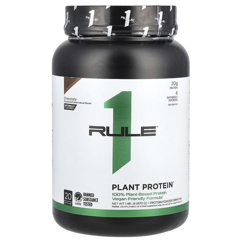 Rule One Proteins, Plant Protein Powder Drink Mix, Chocolate, 1,48 lb (670 g) 196671007834
