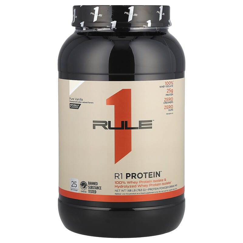 Bột Protein Rule One, R1 Hương Vanila Nguyên Chất, 1,68 lb (763 g) 10 rule one proteins r1 protein powder drink mix pure vanilla 1 68 lb 763 g 140569 196671006011