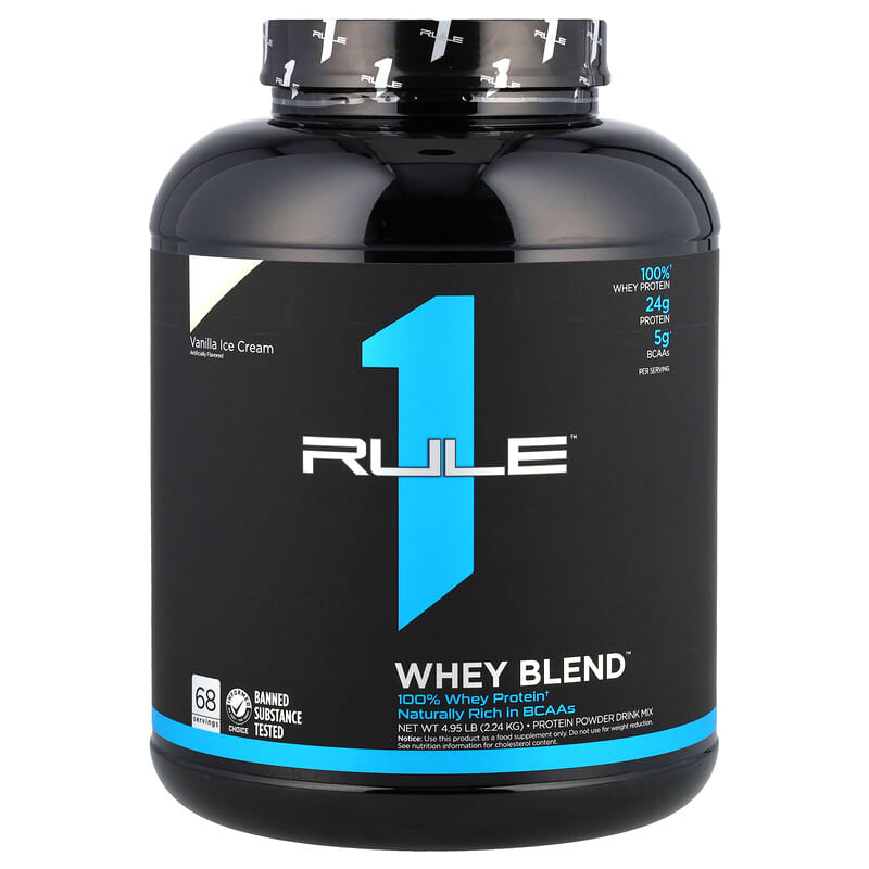 Rule One Proteins, Whey Blend, Protein Powder Drink Mix, Vanilla Ice Cream, 4,95 lb (2,24 kg) 196671004949