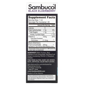 Sambucol Black Elderberry Giọt cho Trẻ Sơ Sinh Từ 6 Tháng 0.68 fl oz (20 ml) 3 Thành phần vi chất của Sambucol Black Elderberry Infant Drops 6+ Months 0.68 fl oz (20 ml) 896116001617