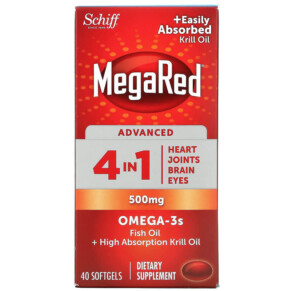 Thực phẩm bổ sung Schiff MegaRed Advanced 4 In 1 Omega-3s 500 mg 40 Softgels 020525981615