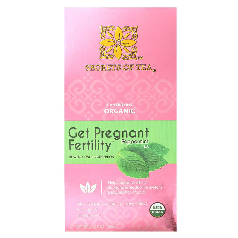 Secrets of Tea, Organic Get Pregnant Fertility Tea, Peppermint, Caffeine Free, 20 Tea Bags, 1,41 oz (40 g) 850302006954
