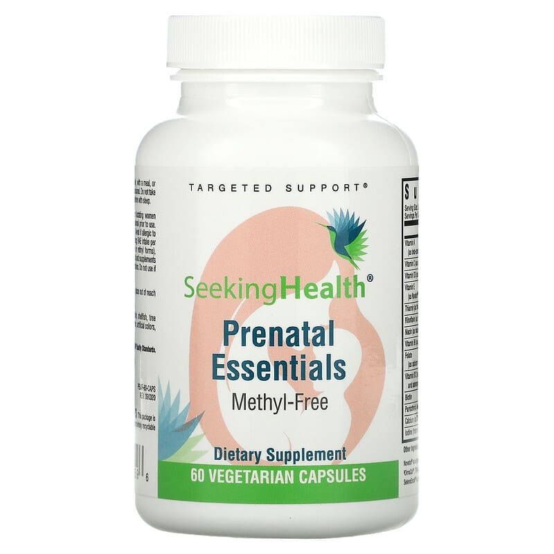 Viên uống bổ sung Prenatal Essentials Methyl-Free 60 viên thực vật của Seeking Health 10 seeking health prenatal essentials methyl free 60 vegetarian capsules 109874 810007521596
