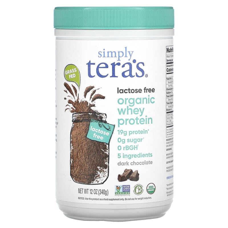 Protein whey hữu cơ Simply Tera's vị sô cô la đen 340g 10 simply tera s organic whey protein dark chocolate 12 oz 340 g 132482 851316006534