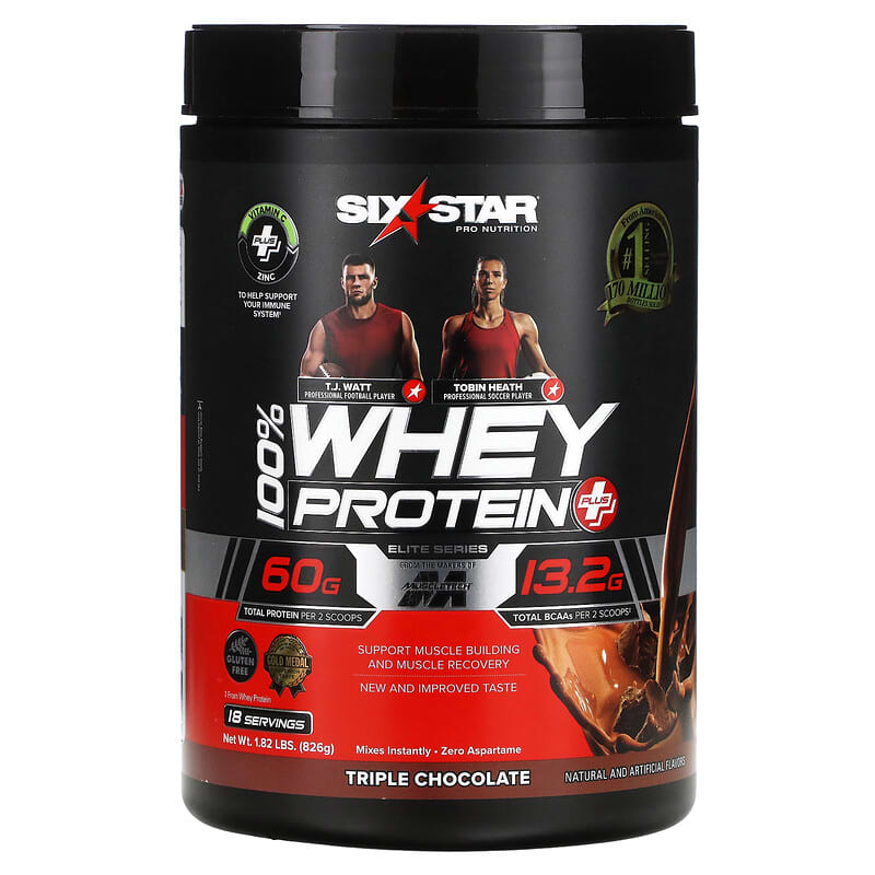 Bột protein whey 100% Six Star Elite Series hương vị sô cô la ba lớp 1.82 lbs (826 g) 10 six star elite series 100 whey protein plus triple chocolate 1 82 lbs 826 g 115292 631656716726