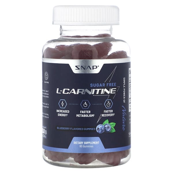 Snap Supplements L-Carnitine Gummies Sugar Free Blueberry 60 viên nhai 10 snap supplements l carnitine gummies sugar free blueberry 60 gummies 130540 850039253256