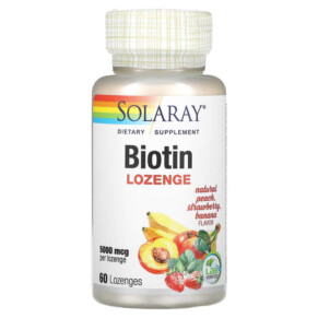 Thực phẩm bổ sung Solaray Biotin Lozenge Natural Peach Strawberry Banana 5.000 mcg 60 Lozenges 076280435450