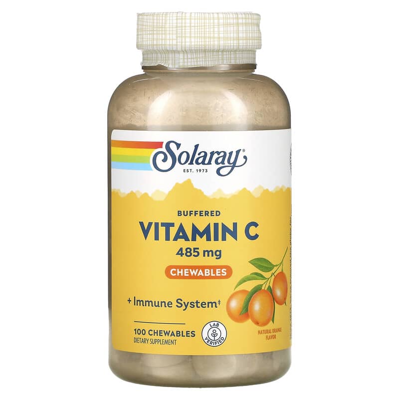Viên ngậm Vitamin C Solaray Buffered Hương Cam 485 mg 100 viên 10 solaray buffered vitamin c chewable natural orange 485 mg 100 chewables 42739 076280449051