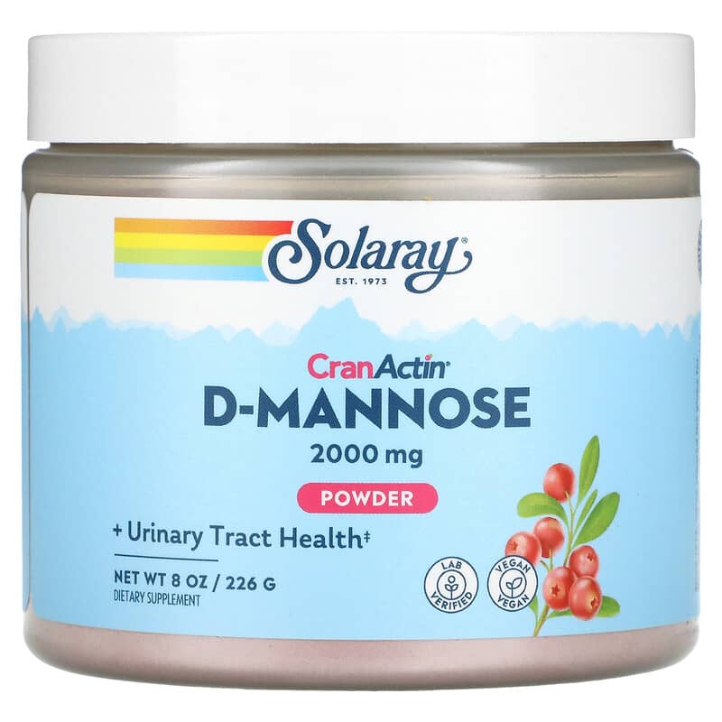 Bột D-Mannose Solaray với CranActin 2000 mg 8 oz (226 g) 10 solaray d mannose with cranactin powder 2 000 mg 8 oz 226 g 70110 076280814590