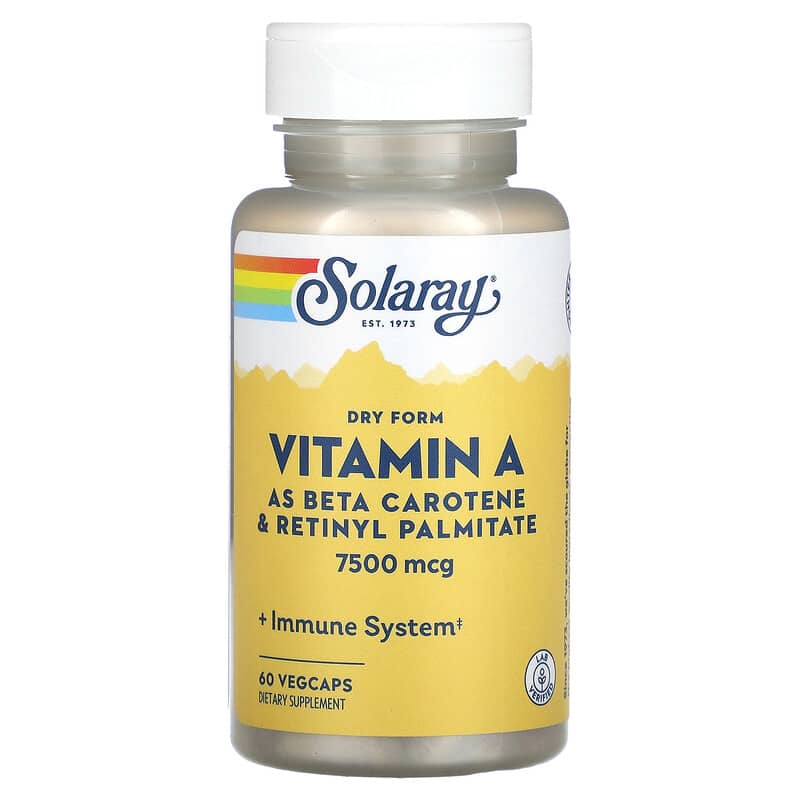 Vitamin A khô Solaray 7500 mcg 60 viên thực vật 10 solaray dry form vitamin a 7 500 mcg 60 vegcaps 70049 076280041309