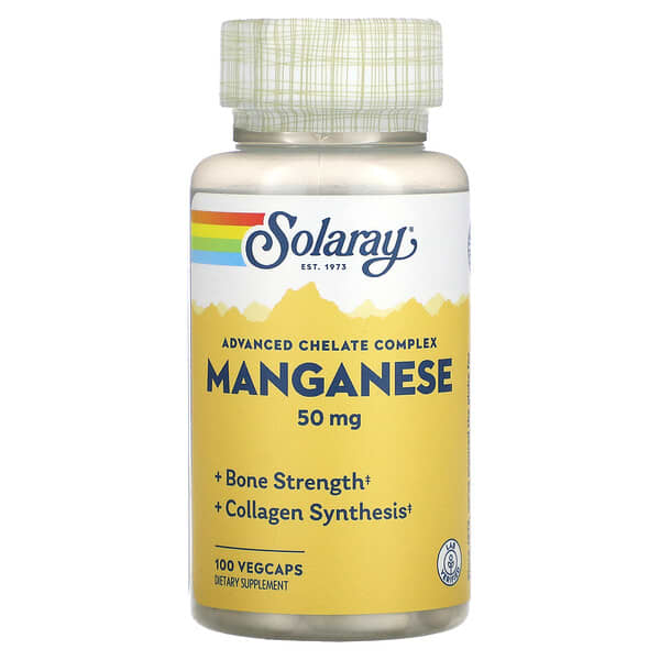 Solaray Manganese Advanced Chelate Complex 50 mg 100 viên 10 solaray manganese advanced chelate complex 50 mg 100 vegcaps 123920 076280046502