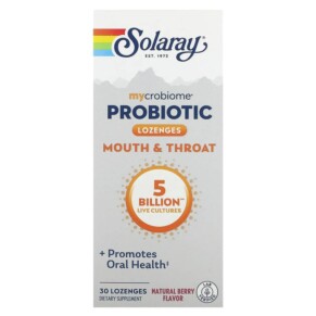 Thực phẩm bổ sung Solaray Mycrobiome Probiotic Mouth & Throat Natural Berry 5 Billion 30 Lozenges 076280826500