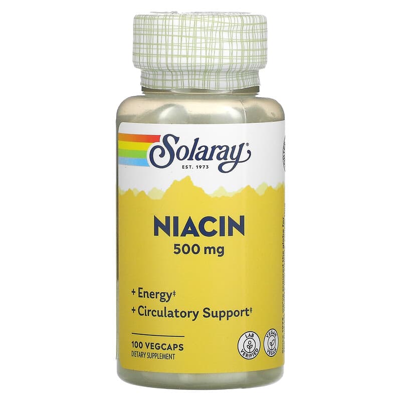 Viên uống Niacin 500 mg 100 VegCaps Solaray 10 solaray niacin 500 mg 100 vegcaps 70057 076280043631