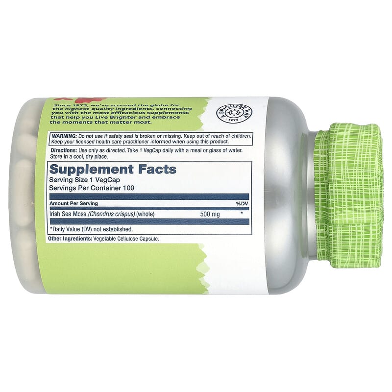 Viên uống tảo biển Ireland Solaray True Herbs 500 mg 100 viên 9 Viên uống tảo biển Ireland Solaray True Herbs 500 mg 100 viên 076280577013