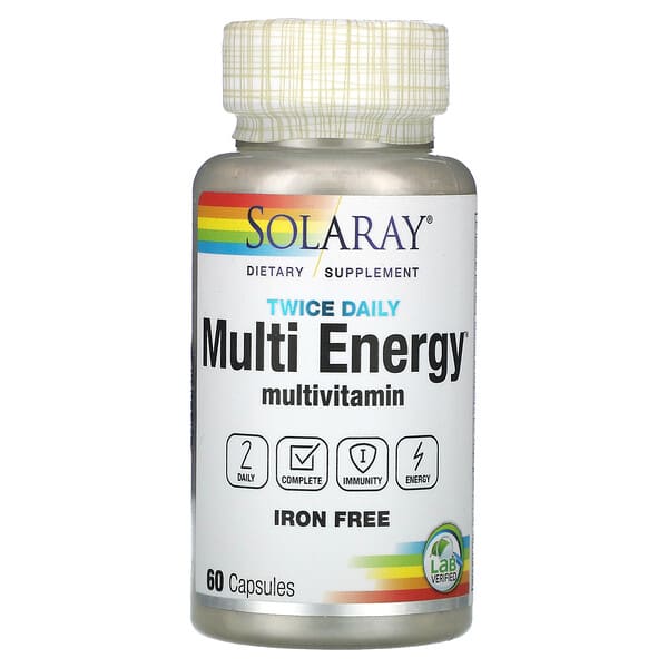 Solaray Twice Daily Multi Energy Multivitamin Iron Free 60 viên 076280047448