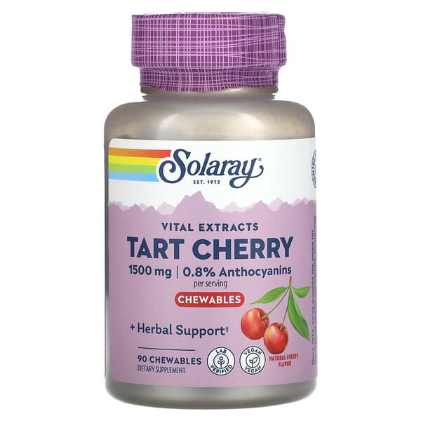 Solaray Vital Extracts Tart Cherry Natural Cherry 1.500 mg 90 viên nhai 500 mg/viên 076280444995