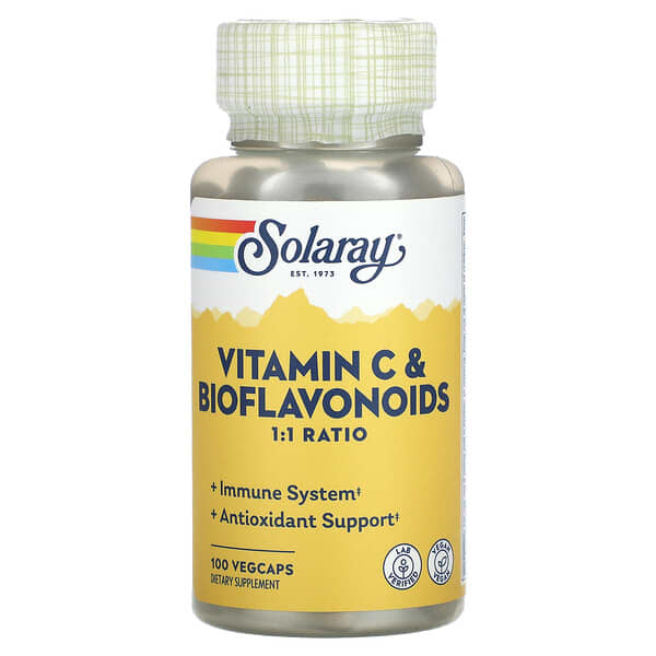 Solaray Vitamin C & Bioflavonoids 1:1 Ratio 100 viên 10 solaray vitamin c bioflavonoids 1 1 ratio 100 vegcaps 124572 076280044324