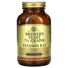 Thực phẩm bổ sung Solgar Brewer's Yeast 7 1/2 Grains with Vitamin B12 250 Tablets 033984004009