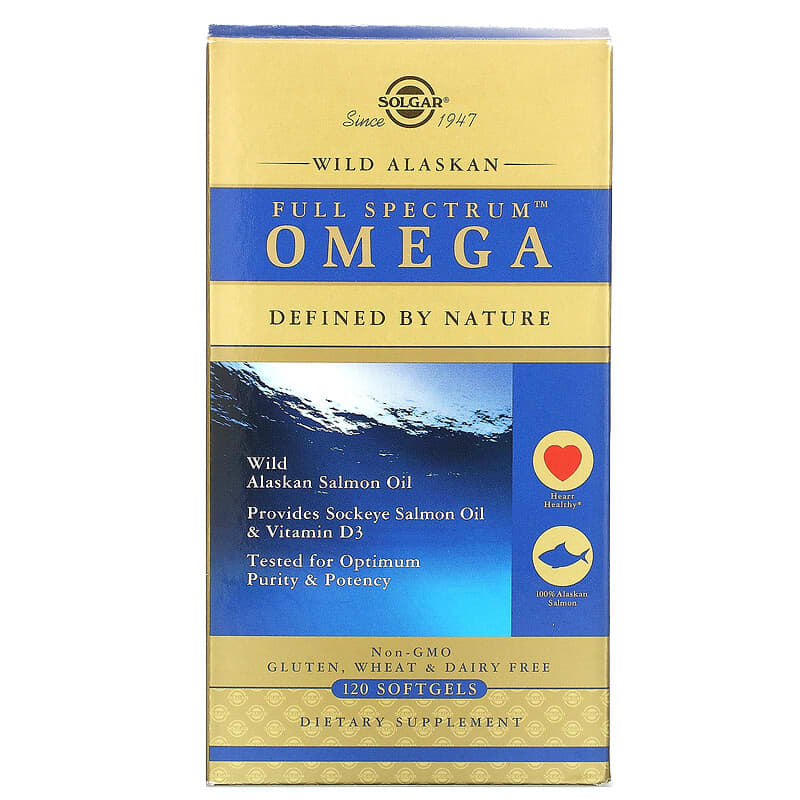 Viên uống dầu cá hồi hoang dã Alaska Solgar Full Spectrum Omega 120 viên mềm 10 solgar full spectrum omega wild alaskan salmon oil 120 softgels 23562 033984011106