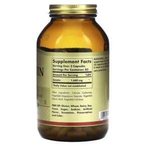 Thành phần vi chất của Solgar Gelatin 250 Capsules 033984012417