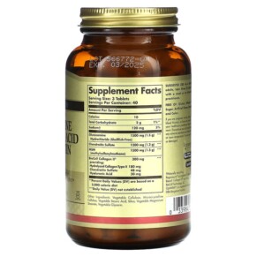 Viên uống Solgar Glucosamine Hyaluronic Acid Chondroitin MSM 120 viên 3 Thành phần vi chất của Solgar Glucosamine Hyaluronic Acid Chondroitin MSM 120 Tablets 033984013179