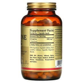 Thành phần vi chất của Solgar L-Arginine Free Form 500 mg 250 Vegetable Capsules 033984001428