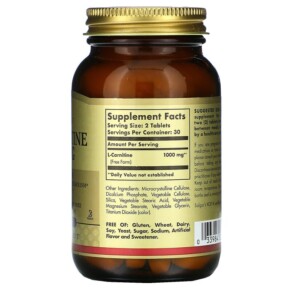 Viên uống Solgar L-Carnitine Free Form 500 mg 60 viên 3 Thành phần vi chất của Solgar L-Carnitine Free Form 500 mg 60 Tablets 033984005716