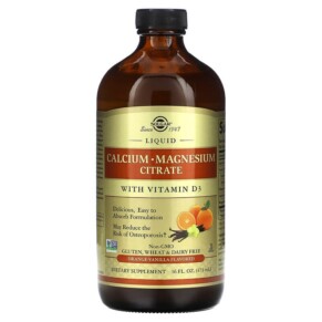 Thực phẩm bổ sung Solgar Liquid Calcium Magnesium Citrate with Vitamin D3 Orange-Vanilla 16 fl oz (473 ml) 033984358324