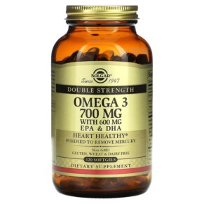 Thực phẩm bổ sung Solgar Omega-3 EPA & DHA Double Strength 700 mg 120 Softgels 033984020535