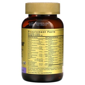 Thành phần vi chất của Solgar Omnium Phytonutrient Complex Multiple Vitamin and Mineral Formula 90 Tablets 033984020672