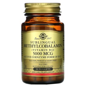 Thực phẩm bổ sung Solgar Sublingual Methylcobalamin (Vitamin B12) 5.000 mcg 30 Nuggets 033984019584