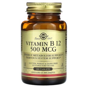Thực phẩm bổ sung Solgar Vitamin B12 500 mcg 100 Tablets 033984032200