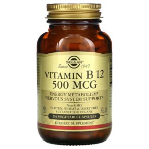 Thực phẩm bổ sung Solgar Vitamin B12 500 mcg 250 Vegetable Capsules 033984032118