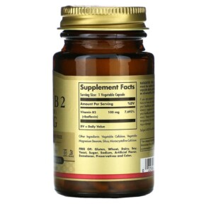 Thành phần vi chất của Solgar Vitamin B2 (Riboflavin) 100 mg 100 Vegetable Capsules 033984030503