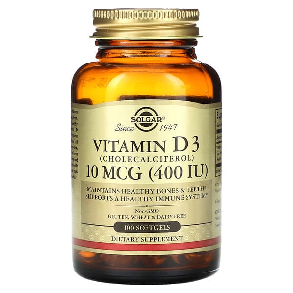Solgar Vitamin D3 Cholecalciferol 10 mcg 400 IU 100 viên 10 solgar vitamin d3 cholecalciferol 10 mcg 400 iu 100 softgels 126667 033984033207