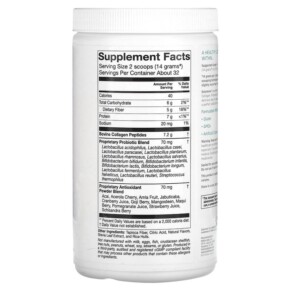 Bột uống hòa tan Solumeve Collagen với Probiotics & Superfruits hương cam 16 oz (454 g) 3 Thành phần vi chất của Solumeve Collagen with Probiotics and Superfruits Powdered Drink Mix Citrus 16 oz (454 g) 898220016525