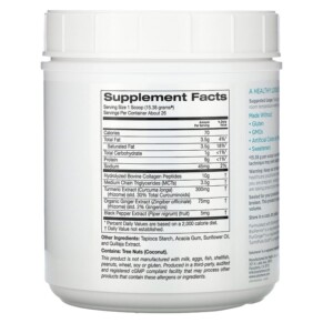 Collagen Peptides Thủy Phân Solumeve với Nghệ MCT & Gừng 400 g 3 Thành phần vi chất của Solumeve Hydrolyzed Collagen Peptides with Turmeric MCT and Ginger 14 oz (400 g) 898220018284