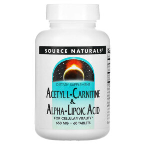 Thực phẩm bổ sung Source Naturals Acetyl L-Carnitine & Alpha-Lipoic Acid 650 mg 60 Tablets 021078017998