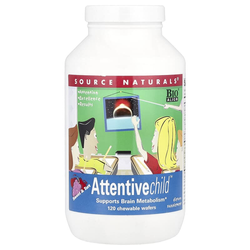 Source Naturals, Attentive Child™, Sweet & Tart, 120 Chewable Wafers 021078017325