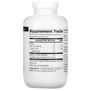 Bột Pectin Bưởi Source Naturals 16 oz (453,6 g) 3 Thành phần vi chất của Source Naturals Grapefruit Pectin Powder 16 oz (453.6 g) 021078013105