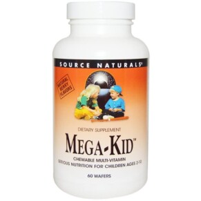 Thực phẩm bổ sung Source Naturals Mega-Kid Chewable Multi-Vitamin Natural Berry Flavors 60 Wafers 021078017943
