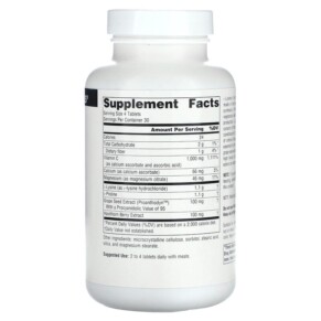 Viên uống Source Naturals Proline & L-Lysine 550 mg 120 viên 3 Thành phần vi chất của Source Naturals Proline & L-Lysine 550 mg 120 Tablets 021078007586