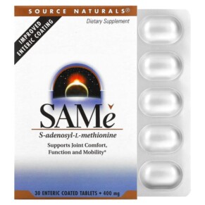 Thực phẩm bổ sung Source Naturals SAMe 400 mg 30 Enteric Coated Tablets 021078014003