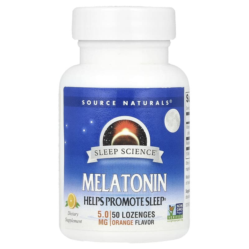 Nguồn Tự Nhiên, Khoa Học Giấc Ngủ, Melatonin Cam, 5 mg, 50 viên Ngậm 10 source naturals sleep science melatonin orange 5 mg 50 lozenges 144224 021078005797