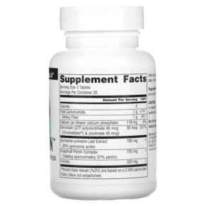 Thành phần vi chất của Source Naturals Sugar Ban 75 Tablets 021078007890