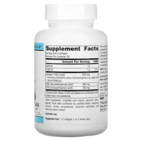 Viên uống Omega-3 thực vật Source Naturals Vegan Omega-3S Non-Fish EPA-DHA 300 mg 60 viên mềm thuần chay 3 Thành phần vi chất của Source Naturals Vegan Omega-3S Non-Fish EPA-DHA 300 mg 60 Vegan Softgels 021078024590