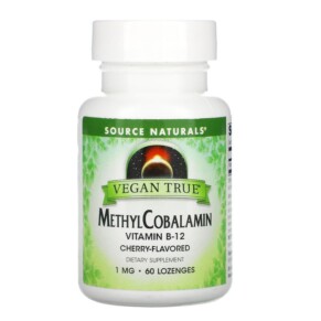 Thực phẩm bổ sung Source Naturals Vegan True MethylCobalamin Vitamin B-12 Cherry 1 mg 60 Lozenges 021078025764