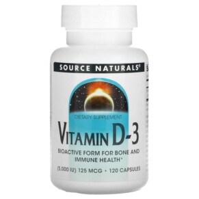 Thực phẩm bổ sung Source Naturals Vitamin D-3 125 mcg (5.000 IU) 120 Capsules 021078023371