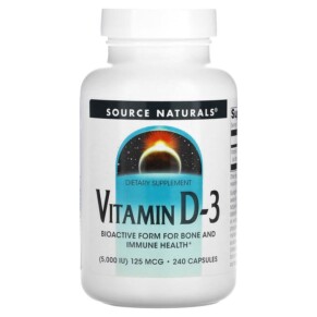 Thực phẩm bổ sung Source Naturals Vitamin D-3 5.000 IU (125 mcg) 240 Capsules 021078023388