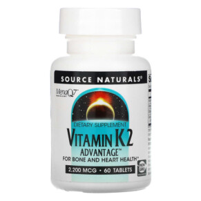 Thực phẩm bổ sung Source Naturals Vitamin K2 Advantage 2.200 mcg 60 Tablets 021078027102